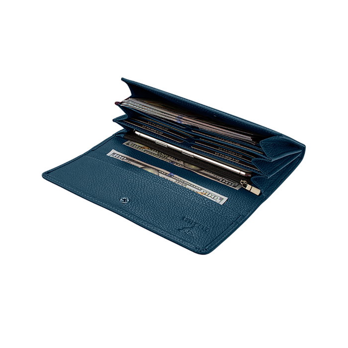 Zoozie Bags Angel Cartera de Mujer Piel Auténtica Azul Petróleo Elegante y Duradera 20cm
